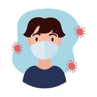 young man wearing medical mask block style vector