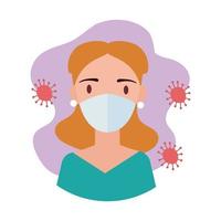 woman wearing medical mask block style vector