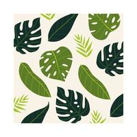 leafy plants tropical pattern background vector