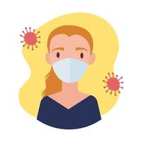 blond woman wearing medical mask block style vector