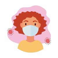 woman wearing medical mask block style vector