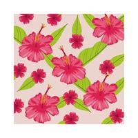 pink flowers plants tropical pattern background vector