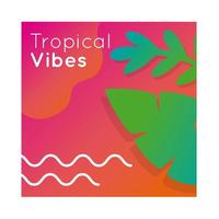 Banner colorido de vibraciones tropicales con plantas frondosas vector