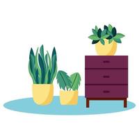 diseño vectorial de plantas y muebles. vector