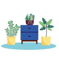 diseño vectorial de plantas y muebles. vector