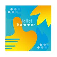 hello summer colorful banner with leaf plant vector