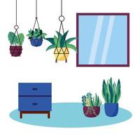 diseño vectorial de plantas y muebles. vector