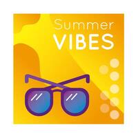 summer vibes colorful banner with sunglasses vector