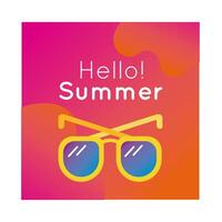 hello summer colorful banner with sunglasses vector