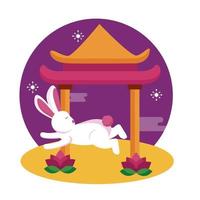 Rabbit of mid autumn festival vector design