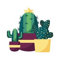 Isolated cactus inside pots vector design