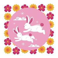 Rabbits of mid autumn festival vector design