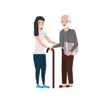 Grandfather and woman cartoon vector design