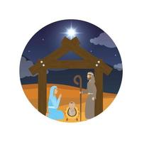 cute holy family manger characters vector