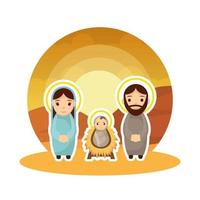 cute holy family manger characters vector