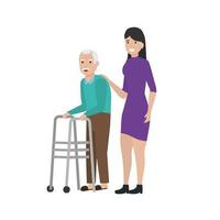 Grandfather and woman cartoon vector design