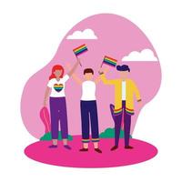 People supporting lgtbiq march design vector