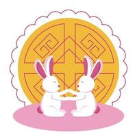 Rabbits of mid autumn festival vector design