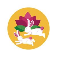 Rabbits of mid autumn festival vector design