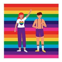 Woman and man supporting lgtbiq march design vector