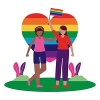 Women supporting LGTBIQ march design vector