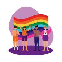 People supporting lgtbiq march design vector