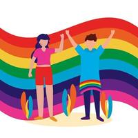 Woman and man supporting lgtbiq march design vector