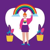 Woman supporting LGTBIQ march design vector