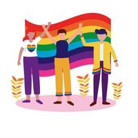 People supporting lgtbiq march design vector