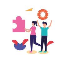 Woman and man with teamwork icon vector design