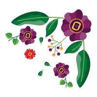 Isolated flowers with leaves ornament design vector