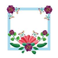 Isolated flowers frame vector design