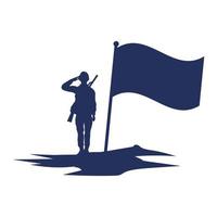 soldier saluting figure silhouette icon vector