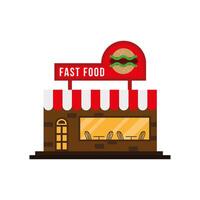 little fast food store building facade vector