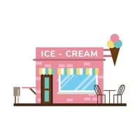 little ice cream store building facade vector