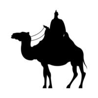 wise men on camel silhouette character vector