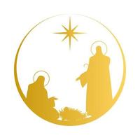 holy family in manger at night vector