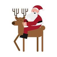 christmas santa claus on reindeer character vector