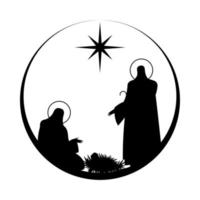 holy family in manger at night vector