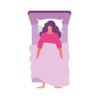 young woman with insomnia in bed vector