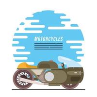 green motorbike, military style and lettering vector