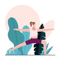 mujer joven, practicar, gimnasia vector