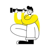 man using telescope vector