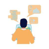 man using laptop with social media technology vector