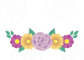 flowers and leaves decorative frame vector