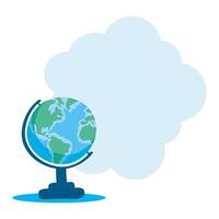 school globe and blue cloud vector