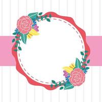 flowers and leaves decorative circular frame vector