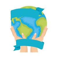 hands lifting earth vector