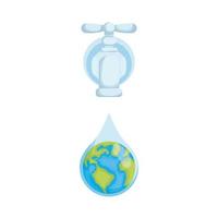 earth planet with water tap vector