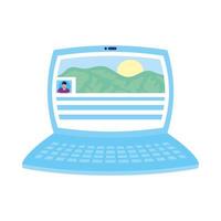 laptop with landscape picture scene vector